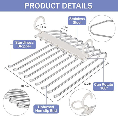 Upgrade 9 Layers Pants Hangers Space Saving, 2 Pack Pant Hangers Organizer - Image 6