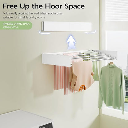 Wall Mounted Clothes Drying Rack 32", Foldable Wall Mount Laundry Rack Folding - Image 2