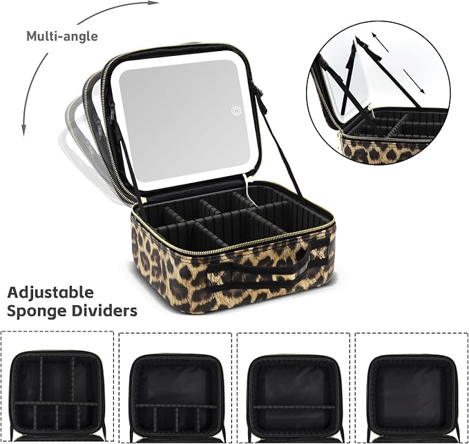 Makeup Bag with Light Up Mirror, Lighted Travel Makeup Organizer 3 Colors - Image 5