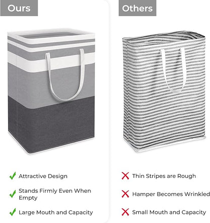 HomeHacks 2 Pack Large Laundry Baskets, Waterproof, Freestanding Laundry Hampers - Image 3