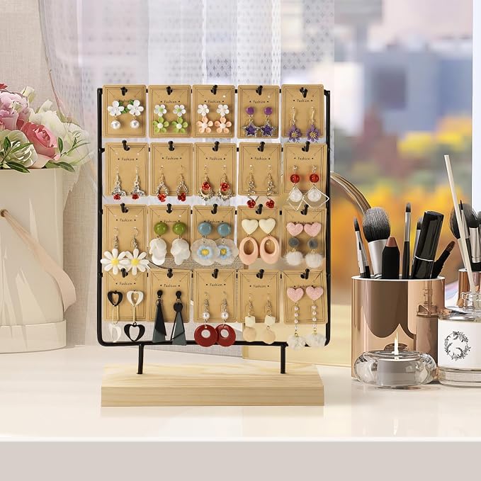 Earring Stand Display for Selling, Wood Earring Rack Tower Display Holder Stand - Image 6