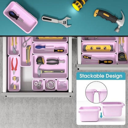 16 PCS Drawer Organizer Set, 4 Size Makeup Drawer Divider Organizer - Image 5