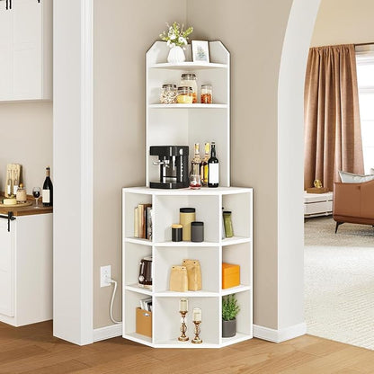 YITAHOME Corner Shelf with USB Ports & Outlets | Modern Corner Storage Cabinet - Image 8