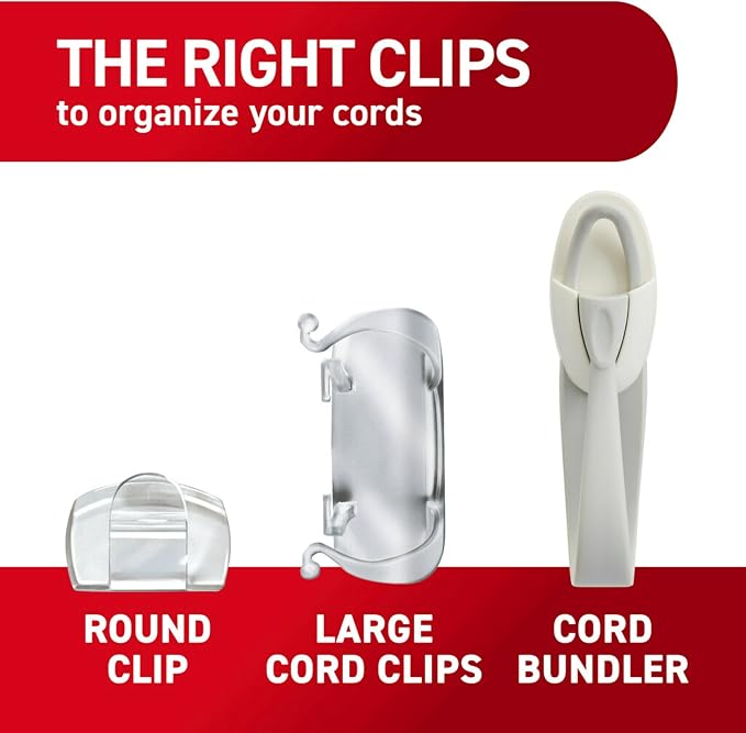 Command Round Cord Clips, Damage-Free Hanging Cable Clips, No Tools Wall Clips - Image 6
