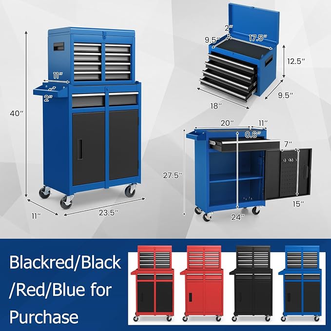 Goplus Rolling Tool Chest, 5-Drawer Tool Box Organizer w/Lockable Wheels & - Image 3