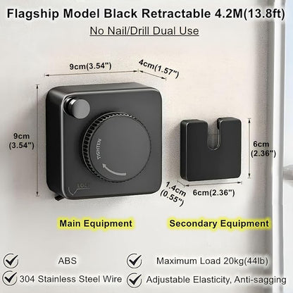 13.8ft Retractable Clothesline, Non-sag Clothesline, Indoor & Outdoor Heavy - Image 2