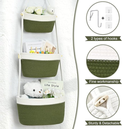Hanging Basket, 3-Tier Woven Wall Basket - Image 5