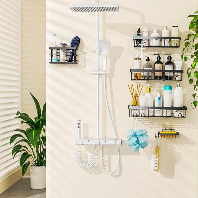 Moforoco Adhesive Shower Caddy Organizer Shelves Rack - Image 6