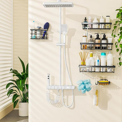 Moforoco Adhesive Shower Caddy Organizer Shelves Rack - Image 6