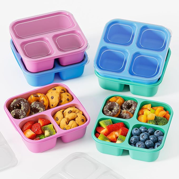 Canfanni 6 Pcs Snack Box Container Set, Reusable 3&4 Compartment Meal Prep by Canfanni