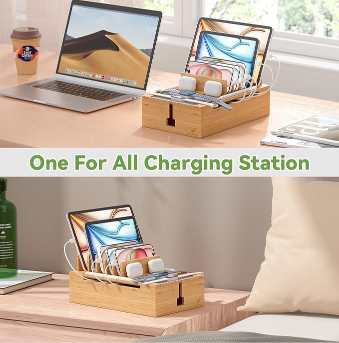 Pezin & Hulin Bamboo Charging Station, Electronic Devices Organizer - Image 8