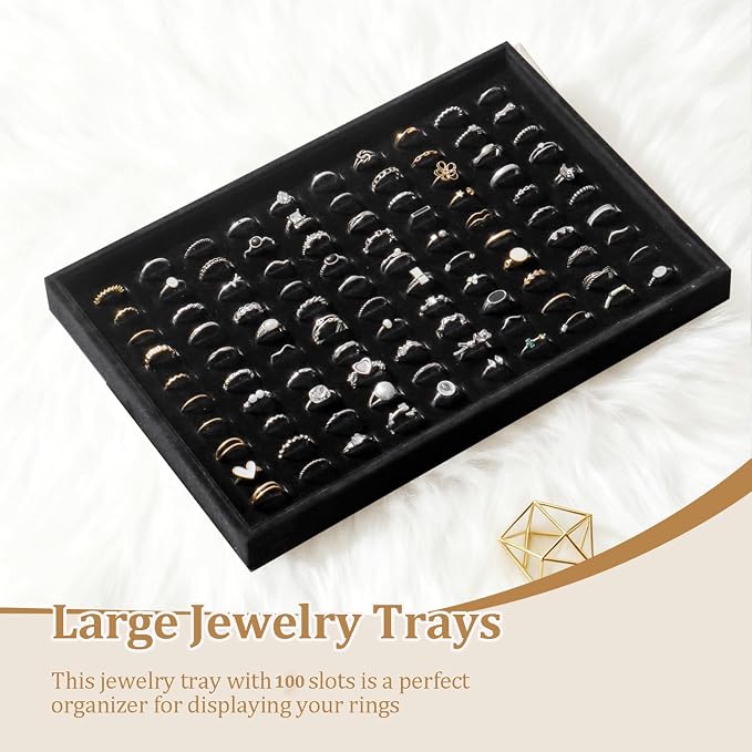 Large Jewelry Organizer for Drawer Insert Velvet Stackable Jewelry Trays for - Image 2