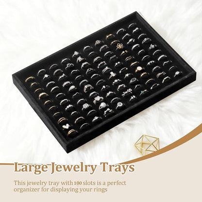 Large Jewelry Organizer for Drawer Insert Velvet Stackable Jewelry Trays for - Image 2