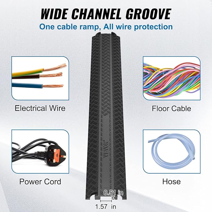VEVOR 3 PCs Drop Over Cable Cover Ramp, 000 lbs/axle Load Capacity, Heavy Duty - Image 3