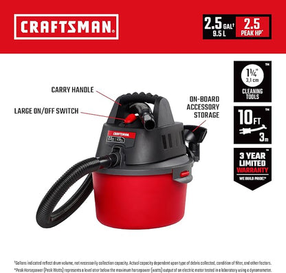 CRAFTSMAN CMXEVBE17595 16 Gal. 6.5 Peak HP Wet/Dry Shop Vacuum - Image 3