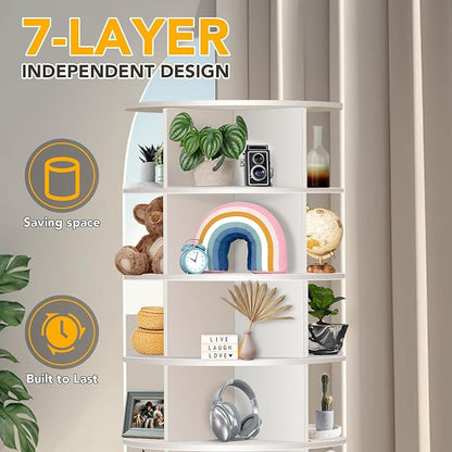 7 Tier Rotating Shoe Rack, 360° Revolving Free Standing Shoe Organizer - Image 5