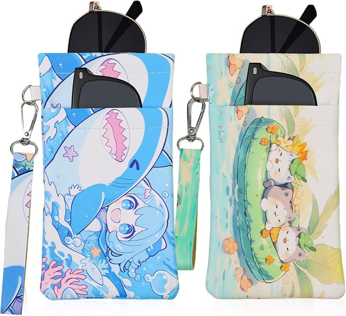 Double Eyeglass Case Soft Dual Glasses Case by FLYINGMAGE