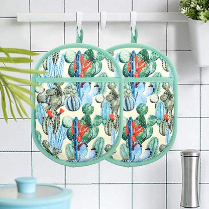 Pot Holders Set of 2 with Transparent Clear Silicone Shell and Nice Cactus - Image 6