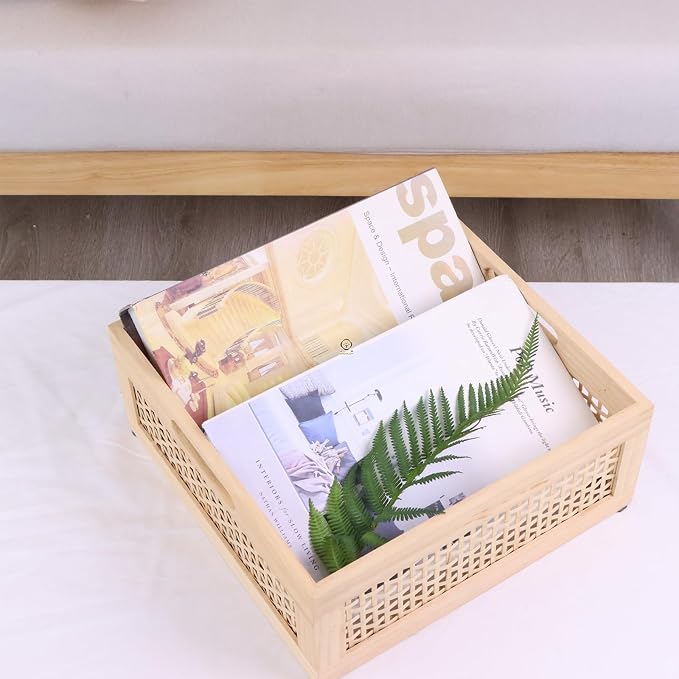 YRMT Wood Storage Crate Basket Rustic Wooden Storage Container - Image 3