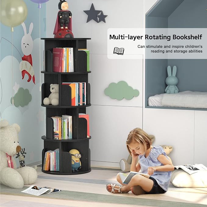 Aheaplus Rotating Bookshelf, 360 Revolving Bookshelf Tower - Image 6