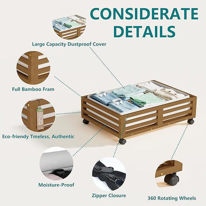 Bamboo Under Bed Storage Containers- Underbed Organizer - Image 3