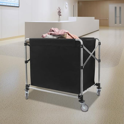Commercial Laundry Cart with Wheels, Folding Laundry Hamper Cart, Heavy Duty - Image 5