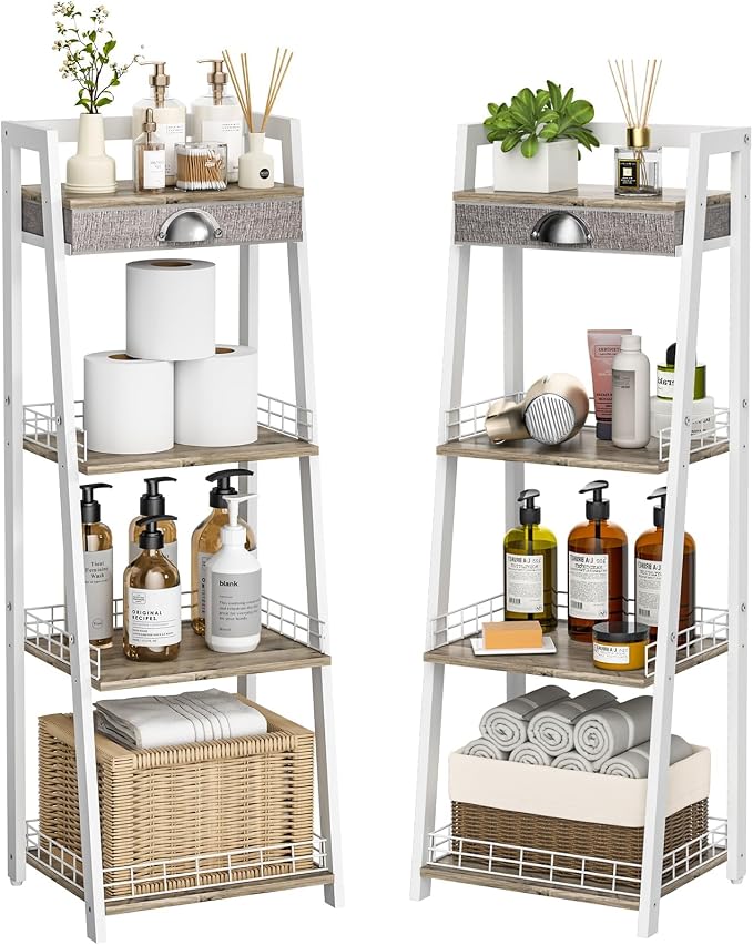 keomaisyto 4-Tier Elegant Ladder Shelf, Bathroom Storage Shelf, Ladder Bookshelf by keomaisyto