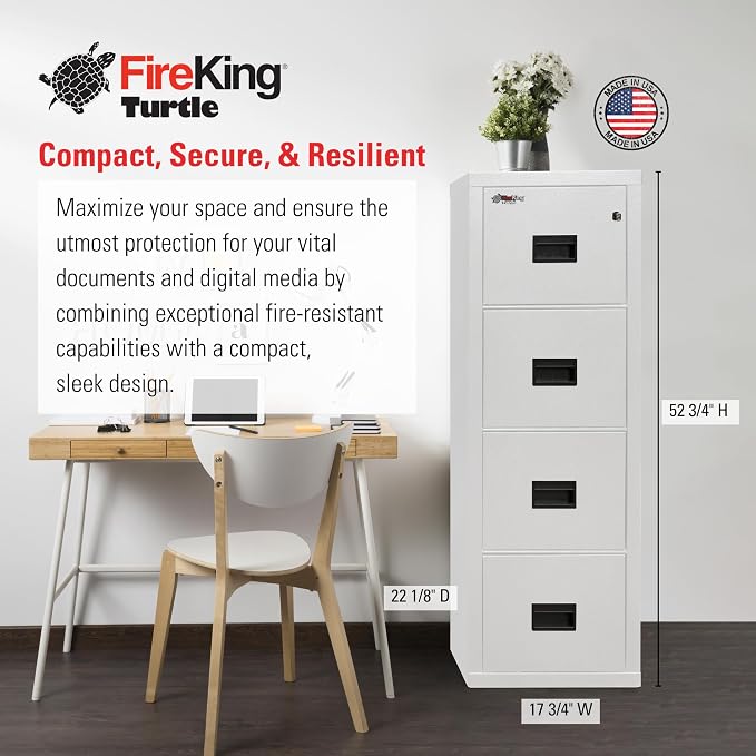 FireKing Turtle Vertical 4 Drawer Legal and Letter Fire Safe File Cabinet - Image 2