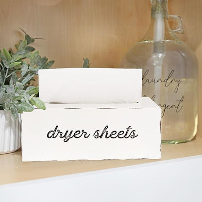 AuldHome Design Dryer Sheet Dispenser; Countertop Rustic White Fabric Softener - Image 3