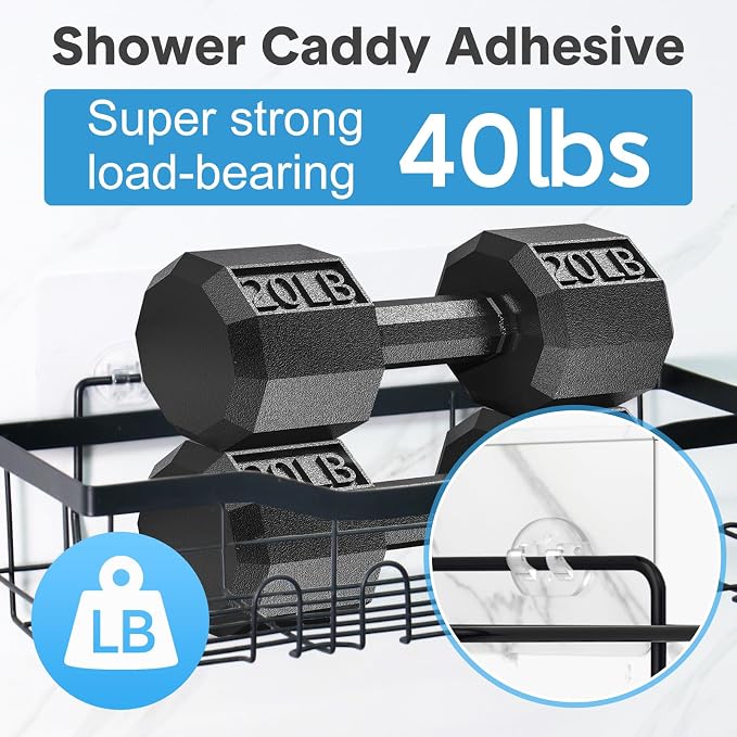 3 Pack Shower Caddy Adhesive Replacement, Strong Adhesive Hooks - Image 3
