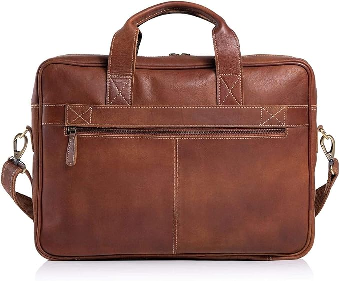 Leather briefcase 18 Inch Laptop Messenger Bags - Image 5