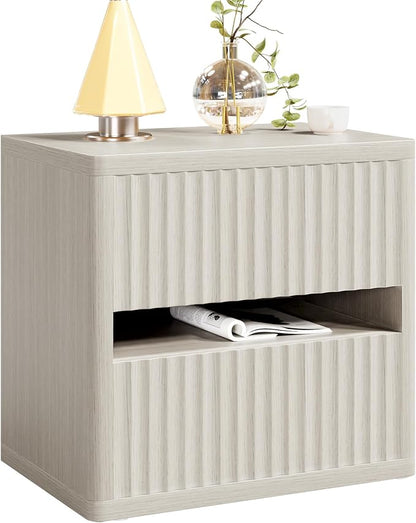 Dripex Fluted Nightstand with 2 Drawers, Large Wide Wood Night Stand Bedside - Image 9
