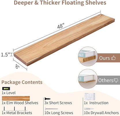 Axeman Rustic Elm Wood Floating Shelves - Image 3