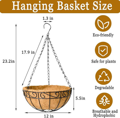 4 Pack Hanging Planters 12 Inch Metal Hanging Planter Basket Flower Pots - Image 3