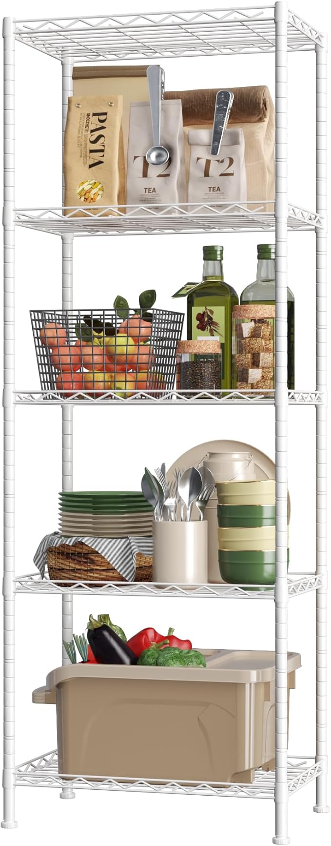 HOMEFORT 5-Shelving Unit, Adjustable Wire Shelving, Metal Wire Shelf Rack by HOMEFORT