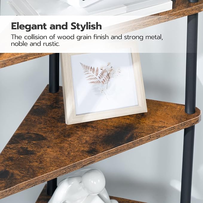 HOOBRO Corner Shelf Stand, Industrial 3-Tier Corner Bookshelf - Image 7
