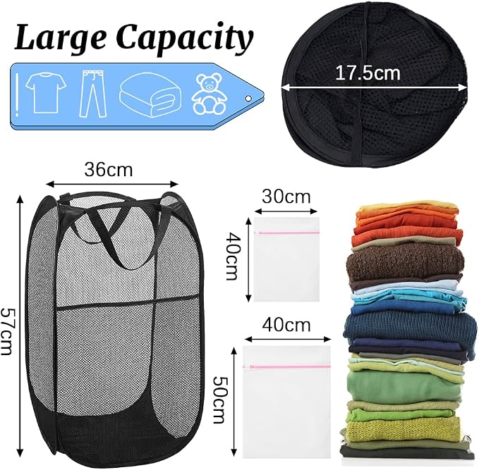 4Pcs Mesh Pop Up Laundry Hamper, FHDUSRYO Foldable Pop Up Hamper, Collapsible - Image 2