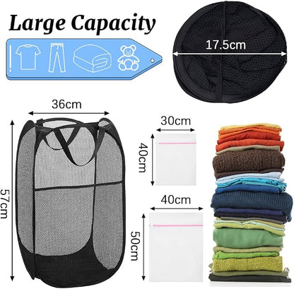 4Pcs Mesh Pop Up Laundry Hamper, FHDUSRYO Foldable Pop Up Hamper, Collapsible - Image 2