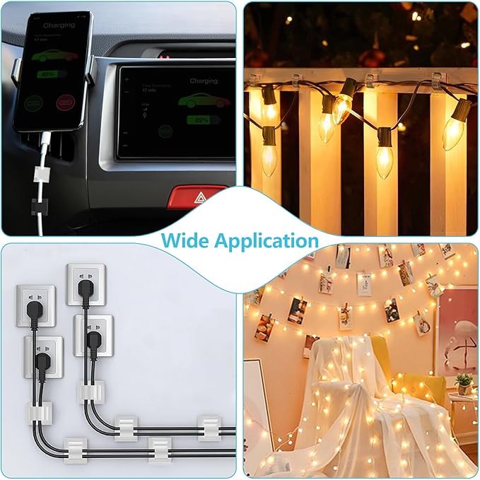 Abnii 100PCS Cable Clips, Adhesive Wire Clips Organizer Cord Clips Management - Image 5