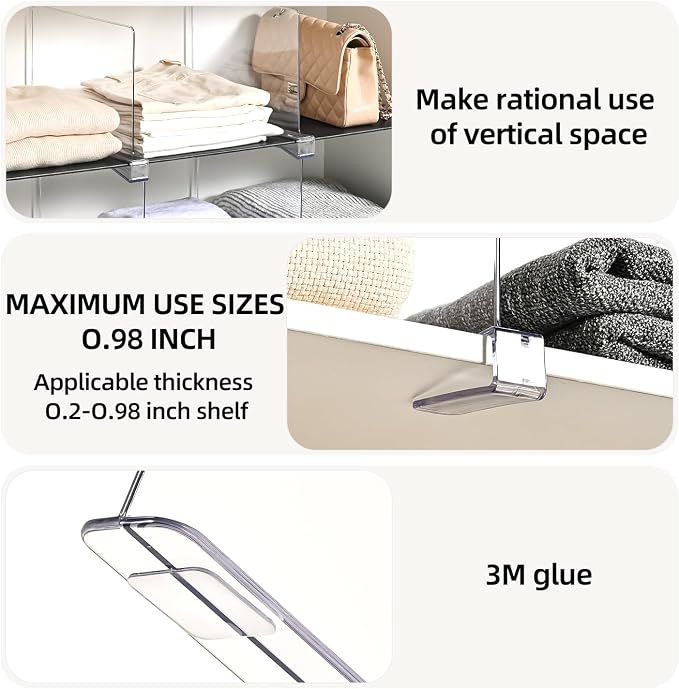 Shelf Dividers for Closet Organization, Upgrade Height for Vertical Space - Image 4