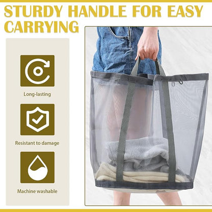 Mesh Laundry Basket, Hanging Laundry Hamper - Image 5