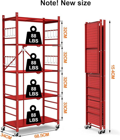 Himix Storage Shelves with 20 Hooks, 5-Tier Foldable Shelves - Image 3