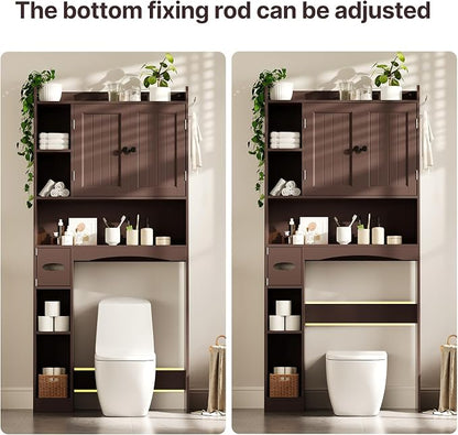 Gizoon 66''H Over The Toilet Storage Cabinet, Dark Brown | Over Toilet Storage - Image 6