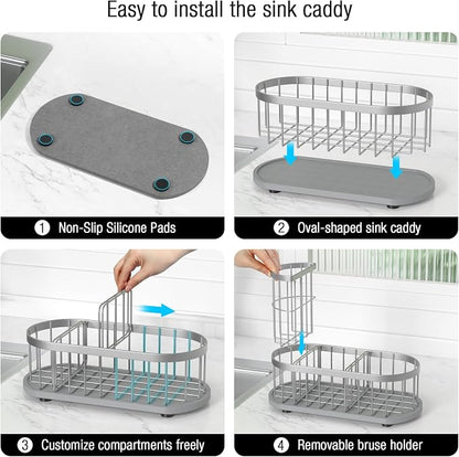 Kitchen Sink Organizer with Sponge Holder & Brush Holder - Image 4
