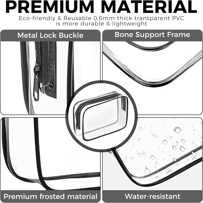 AURUZA Clear Makeup Bag, Portable Travel Toiletry Bags - Image 4