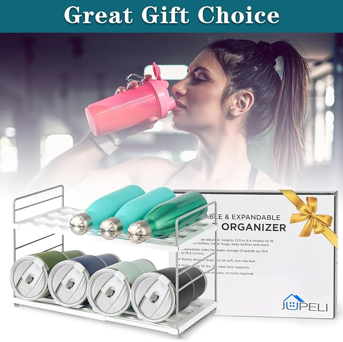 Water Bottle Organizer For Cabinet, Adjustable Tumbler Storage, Expandable - Image 7