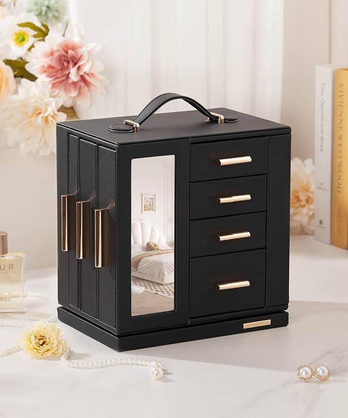 Homde Christmas Gifts Jewelry Box 360° Rotating, Necklace Earring Organizer - Image 9