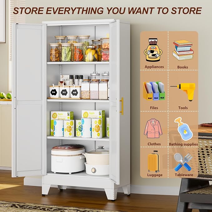 61" White Metal Storage Cabinet - Image 6