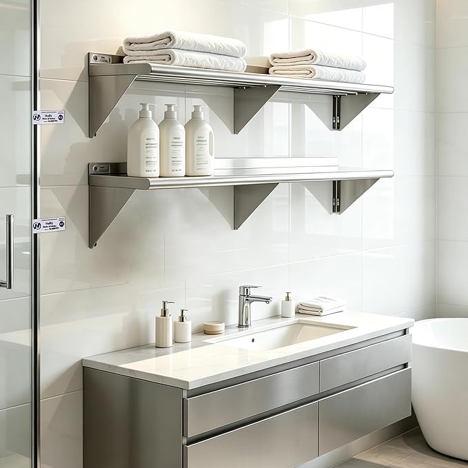 Hally Stainless Steel Shelf Wall Mounted Metal Shelf Wall Shelf 12 x 72 NSF - Image 8
