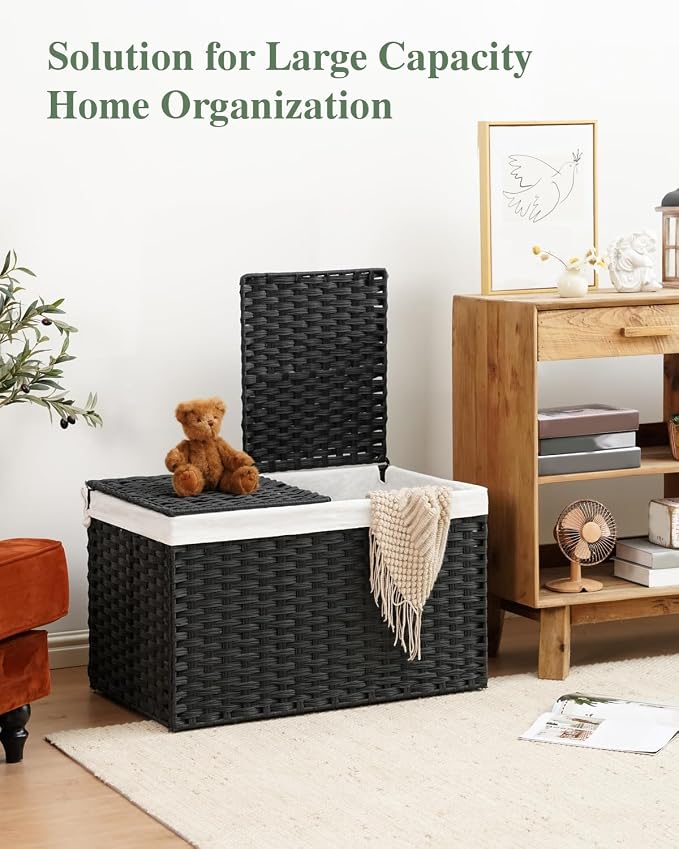SETVSON Storage Basket with Lid Wicker Baskets - Image 3